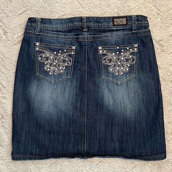 Earl Jean Embellished Denim Skirt Size 10 - Picture 3 of 5